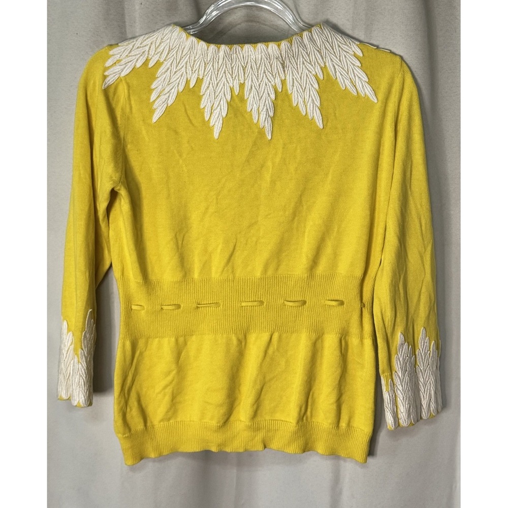 Moth Anthropologie Women's Size M Wisteria Cardigan Sweater Yellow Embroidered - Picture 7 of 7